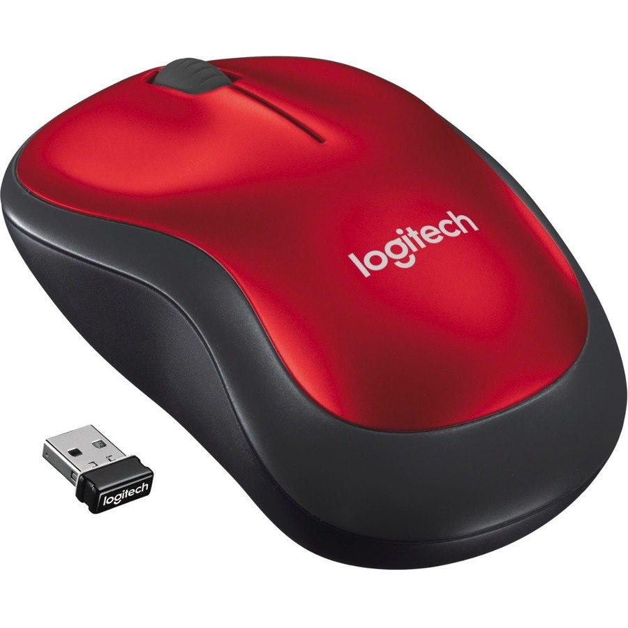 Logitech M185 Wireless Mouse, 2.4GHz with USB Mini Receiver, 12-Month Battery Life, 1000 DPI Optical Tracking, Ambidextrous, Compatible with PC, Mac, Laptop (Red)