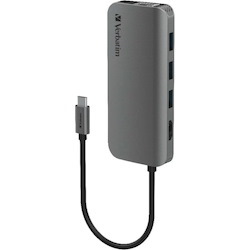 Verbatim USB Type C Docking Station for Notebook - Memory Card Reader - SD - 100 W - Grey