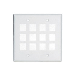 OnQ 12 Port Wall Plate, Single Gang Wall Plate, High-Impact, Flame Retardant Plastic Screw In Wallplate, White