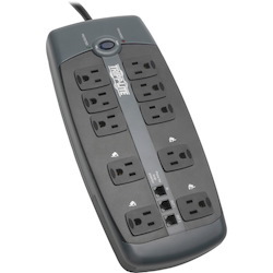 Tripp Lite by Eaton Protect It! 10-Outlet Surge Protector 8 ft. (2.43 m) Cord with Right-Angle Plug 2395 Joules Tel/DSL Protection Black Housing
