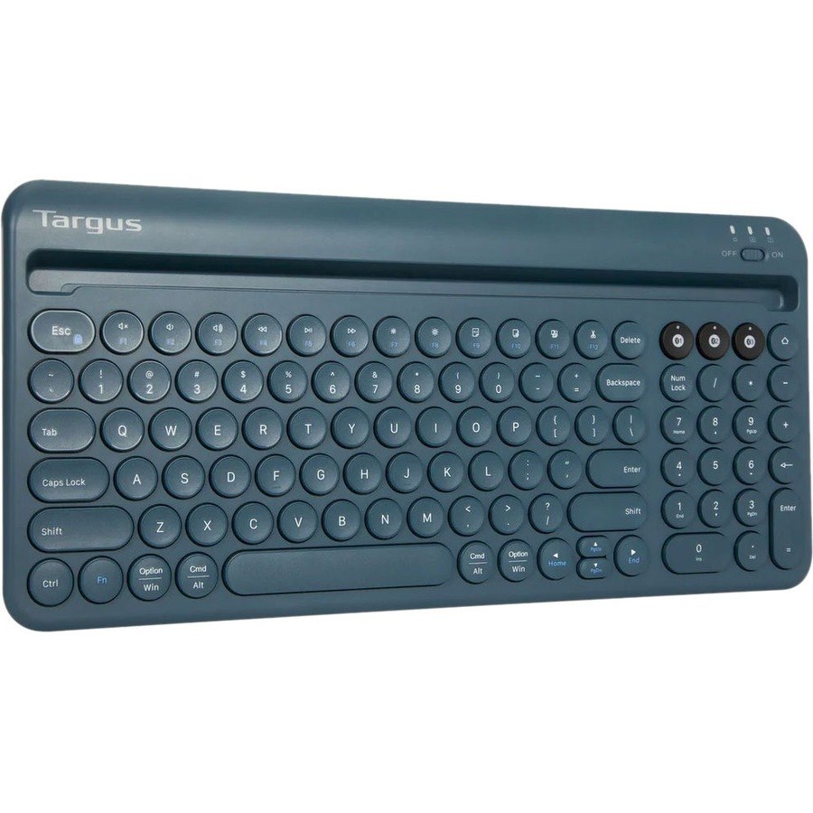 Targus Multi-Device Bluetooth Antimicrobial Keyboard with Tablet/Phone Cradle (Blue)