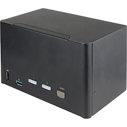 StarTech.com 2 Port Quad Monitor DisplayPort KVM Switch 4K 60Hz UHD HDR, DP 1.2 KVM Switch, 2 Port USB 3.0 Hub, 4x USB HID, Audio, Hotkey