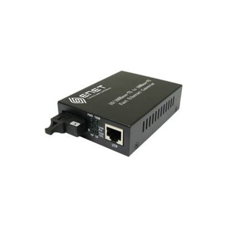 ENET 1x 10/100Base-T to 1x Duplex SC 100Base-LX 1310nm Single Mode Fiber SC Connector 20km Media Converter Stand-Alone - Power Supply Included; Chassis/Rack Mountable