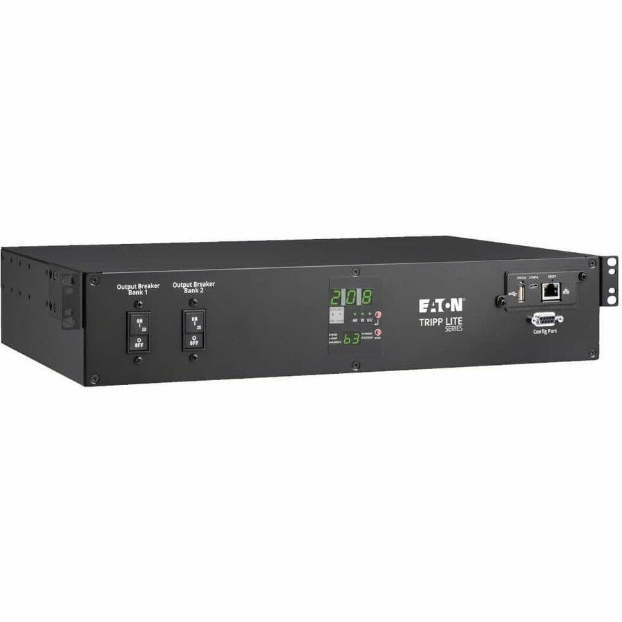 Eaton Tripp Lite Series 5.8kW 208/240V Single-Phase ATS/Monitored PDU - 16 C13, 2 C19 & 1 L6-30R Outlets, Dual L6-30P Inputs, 10 ft. Cords, 2U, TAA