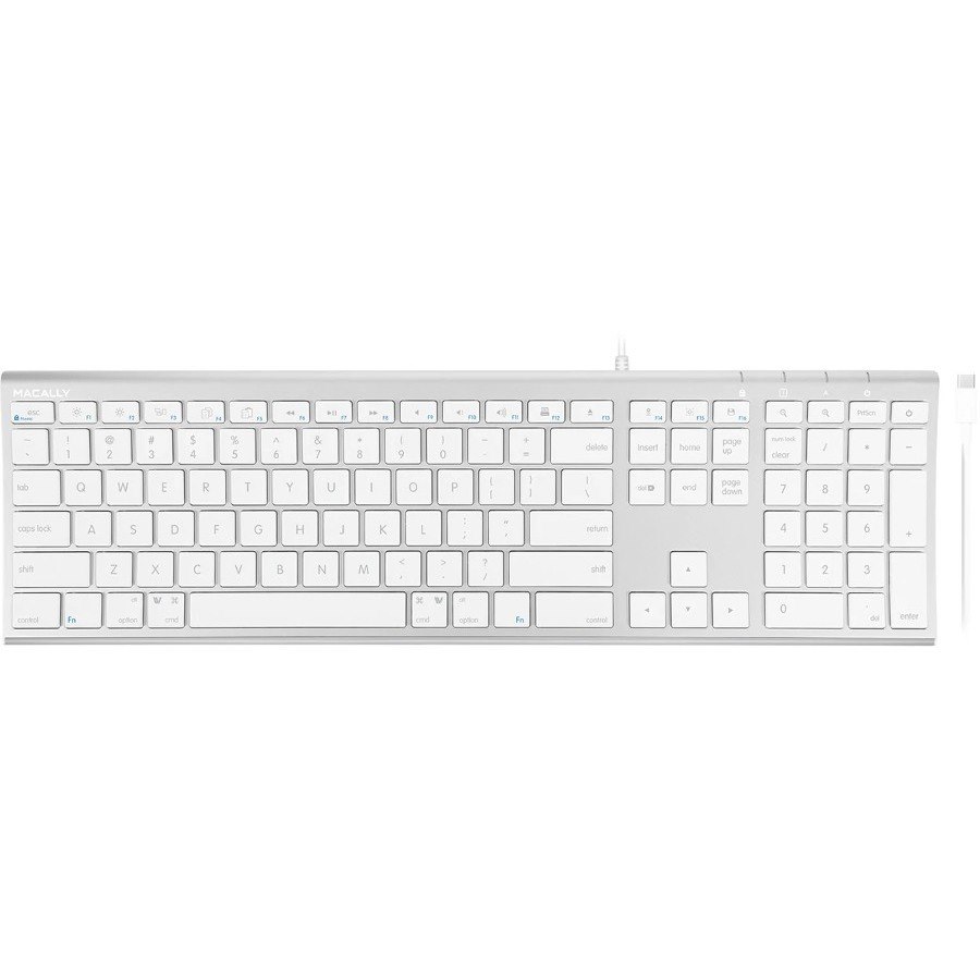 Macally Aluminum Ultra Slim USB-C Wired keyboard for Mac and PC