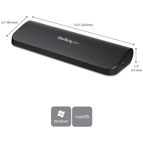 StarTech.com USB 3.0 Docking Station - Compatible with Windows / macOS - Supports Dual Displays - HDMI and DVI - DVI to VGA Adapter Included - USB3SDOCKHD