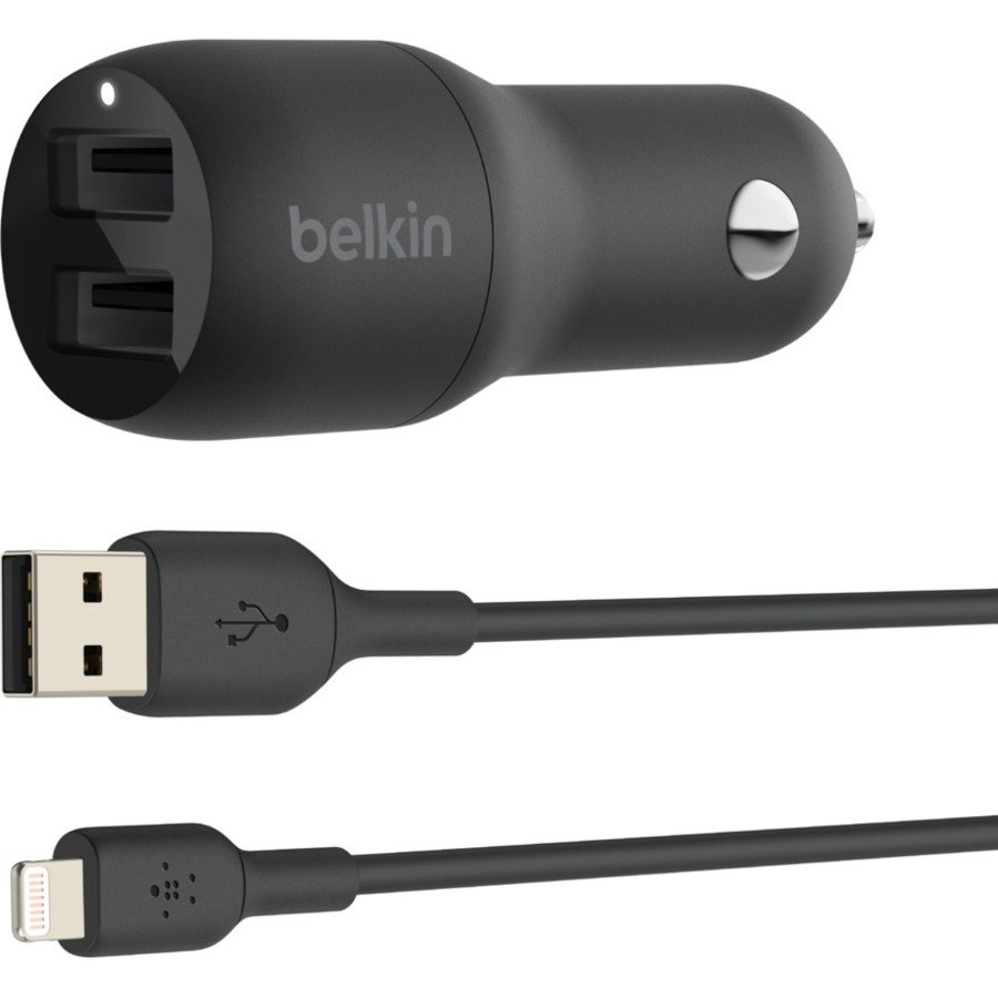 Belkin BoostCharge Dual USB-A Car Charger 24W + USB-A to Lightning Cable