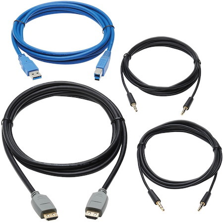 Tripp Lite by Eaton HDMI KVM Cable Kit for Tripp Lite by Eaton B005-HUA2-K and B005-HUA4 KVM, 4K HDMI, USB 3.1 Gen 1, 3.5 mm, 10 ft.
