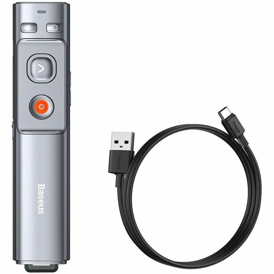 Baseus Orange Dot Wireless Presenter (Red Laser)(Charging) Grey