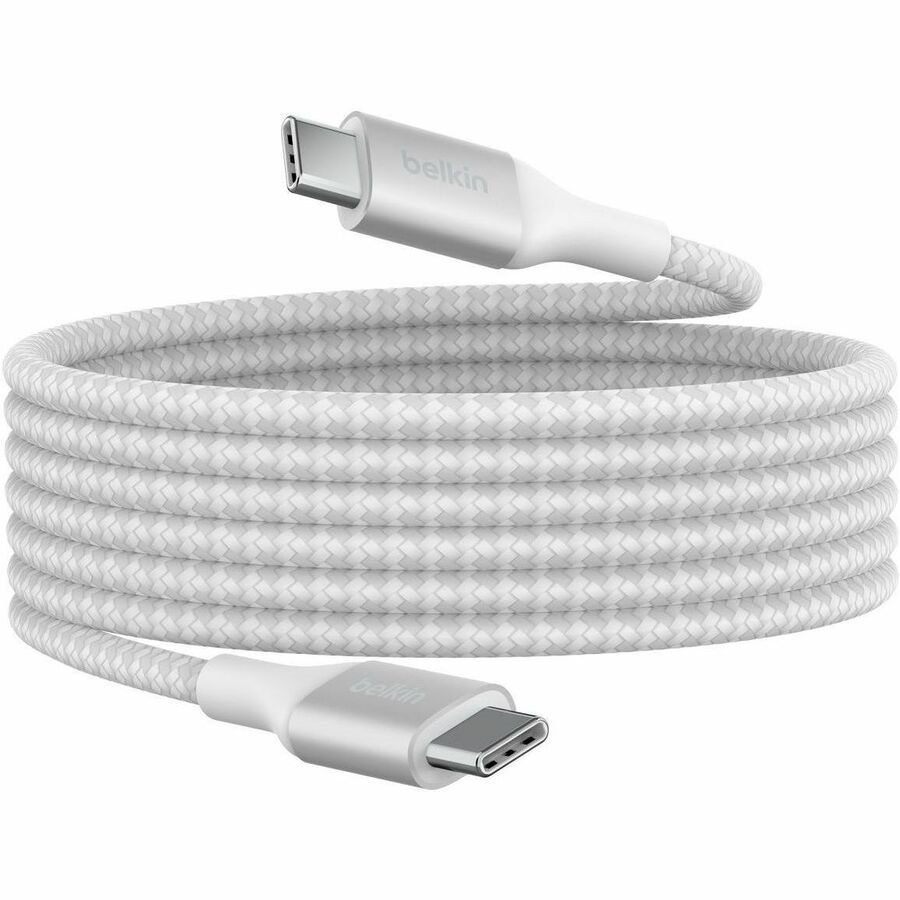 Belkin 240W USB-C to USB-C Cable - 480 Mbps - Nylon, Braided - M/M - 2m/6.6ft - White