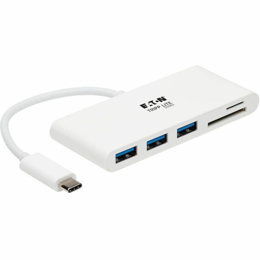 Eaton Tripp Lite Series 3-Port USB-C Hub with Card Reader, USB 3.x (5Gbps) Hub Ports and Card Reader Ports, White