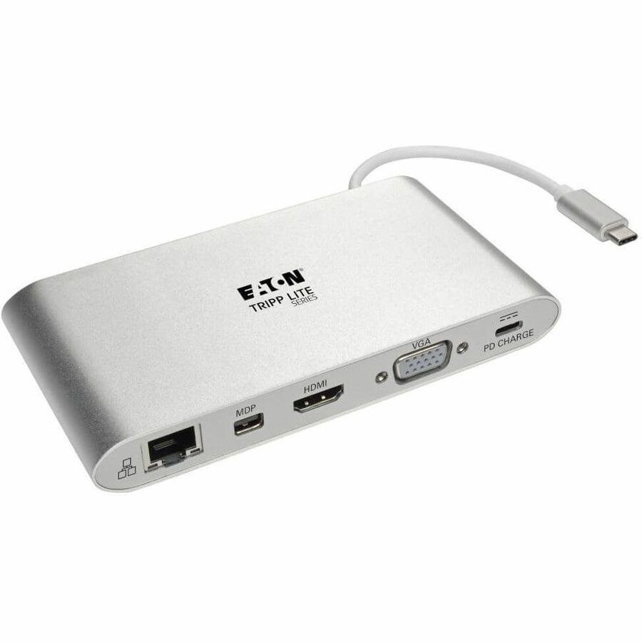 Eaton Tripp Lite Series USB-C Dock, Dual Display - 4K HDMI/mDP, VGA, USB 3.x (5Gbps), USB-A/C Hub, GbE, Memory Card, 100W PD Charging