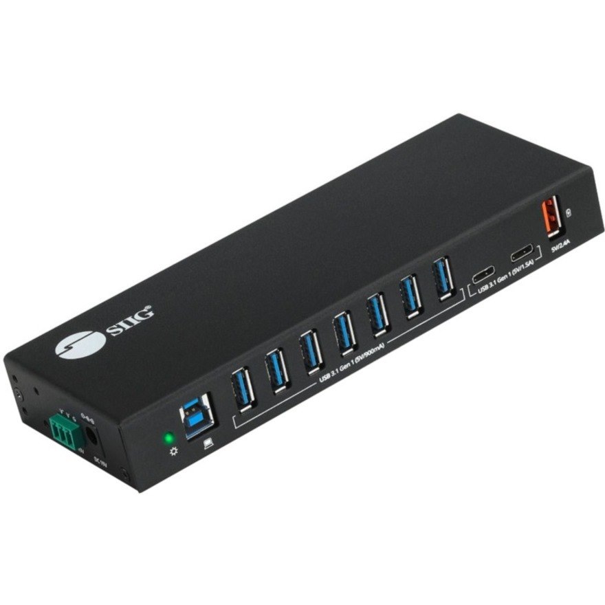 SIIG 10 Port Industrial USB 3.1 Gen 1 Hub with Dual USB-C & 65W Charging