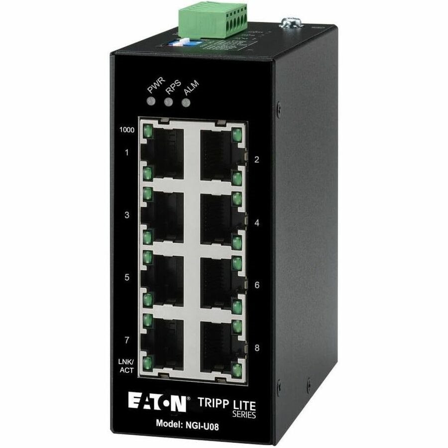 Eaton Tripp Lite Series 8-Port Unmanaged Industrial Gigabit Ethernet Switch - 10/100/1000 Mbps, DIN Mount, TAA