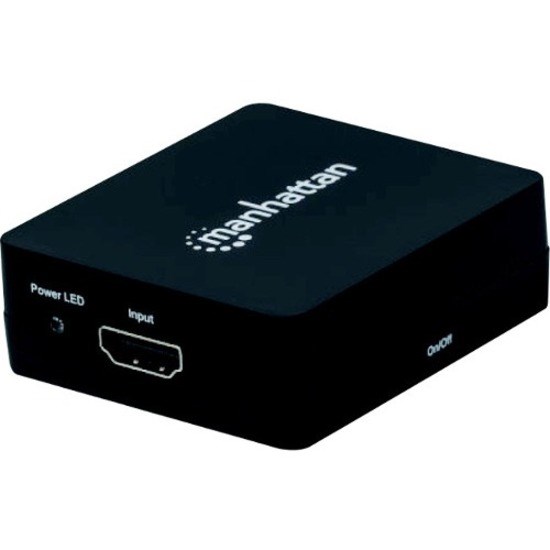 Manhattan HDMI Splitter 2-Port , 1080p, Black, Displays output from x1 HDMI source to x2 HD displays (same output to both displays), USB-A Powered (cable included, 0.7m), Three Year Warranty, Retail Box