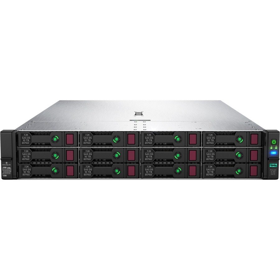 HPE ProLiant DL380 G10 Plus 2U Rack Server - 2 x Intel Xeon Gold 6346 3.10 GHz - 128 GB RAM - 96 TB HDD - (12 x 8TB) HDD Configuration - 960 GB SSD - (2 x 480GB) SSD Configuration - 12Gb/s SAS Controller - TAA Compliant
