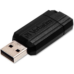 Verbatim PinStripe 64 GB USB 2.0 Type A Flash Drive - Black