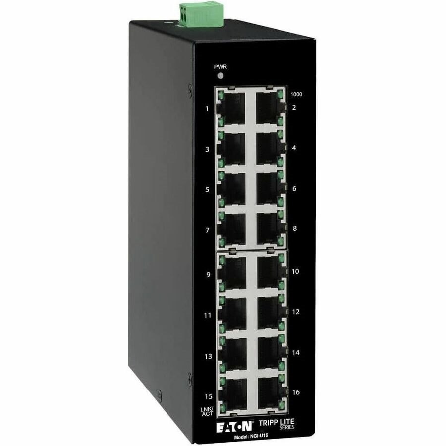 Eaton Tripp Lite Series 16-Port Unmanaged Industrial Gigabit Ethernet Switch - 10/100/1000 Mbps, DIN Mount, TAA