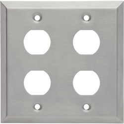 Tripp Lite by Eaton 4 Port Double Gang Faceplate, Stainless Steel, Industrial Grade, IP44, TAA