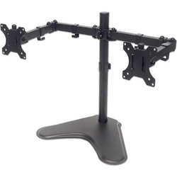 Manhattan TV & Monitor Mount, Desk, Double-Link Arms, 2 screens, Screen Sizes: 10-27" , Black, Stand Assembly, Dual Screen, VESA 75x75 to 100x100mm, Max 8kg (each), Lifetime Warranty
