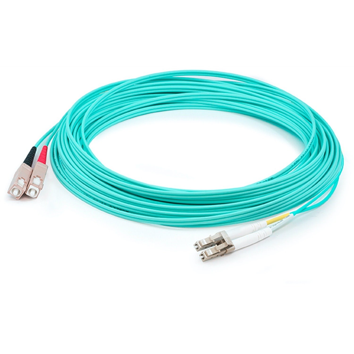 AddOn 19m LC (Male) to SC (Male) Straight Aqua OM4 Duplex Plenum Fiber Patch Cable