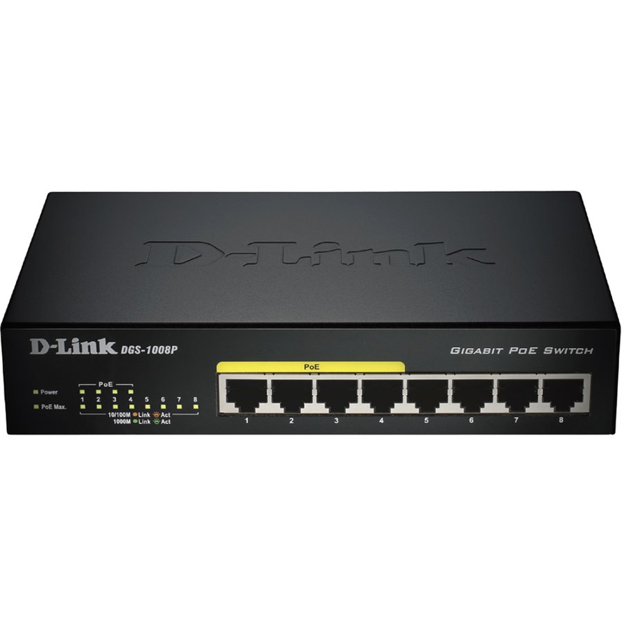 D-Link DGS-1008P 8 Ports Ethernet Switch - Gigabit Ethernet - 10/100/1000Base-T