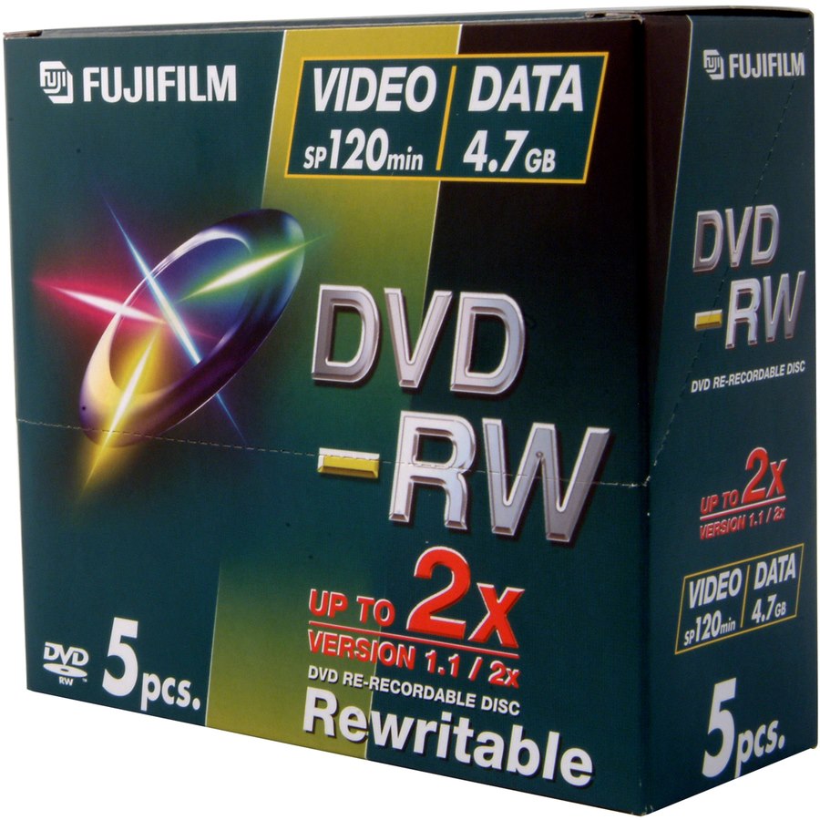 Fujifilm P10DVMGE02A DVD Rewritable Media - DVD-RW - 4.70 GB - 5 Pack Jewel Case