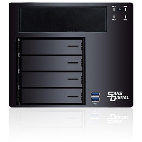 Sans Digital AN4L+BBKU - 64bit 4 Bay Backup Appliance Dual Gigabit NAS Server (Black)