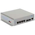Omnitron Systems OmniConverter 10G/M, 2xSFP/SFP+, 8xRJ-45, 1xDC Powered Commercial Temp