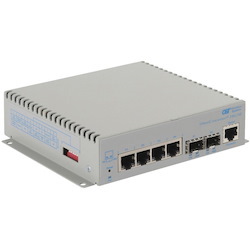 Omnitron Systems OmniConverter 10G/M, 2xSFP/SFP+, 8xRJ-45, 1xAC Powered Commercial Temp