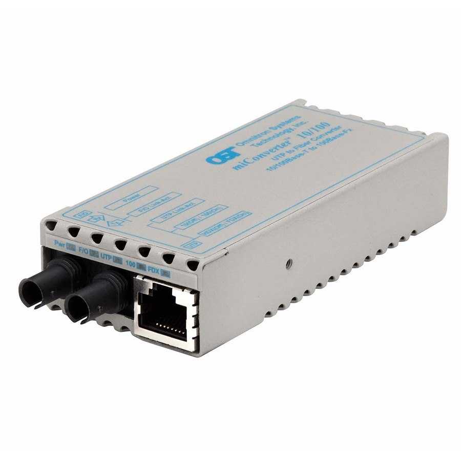 miConverter 10/100 Plus Ethernet Fiber Media Converter RJ45 ST Multimode 5km Wide Temp