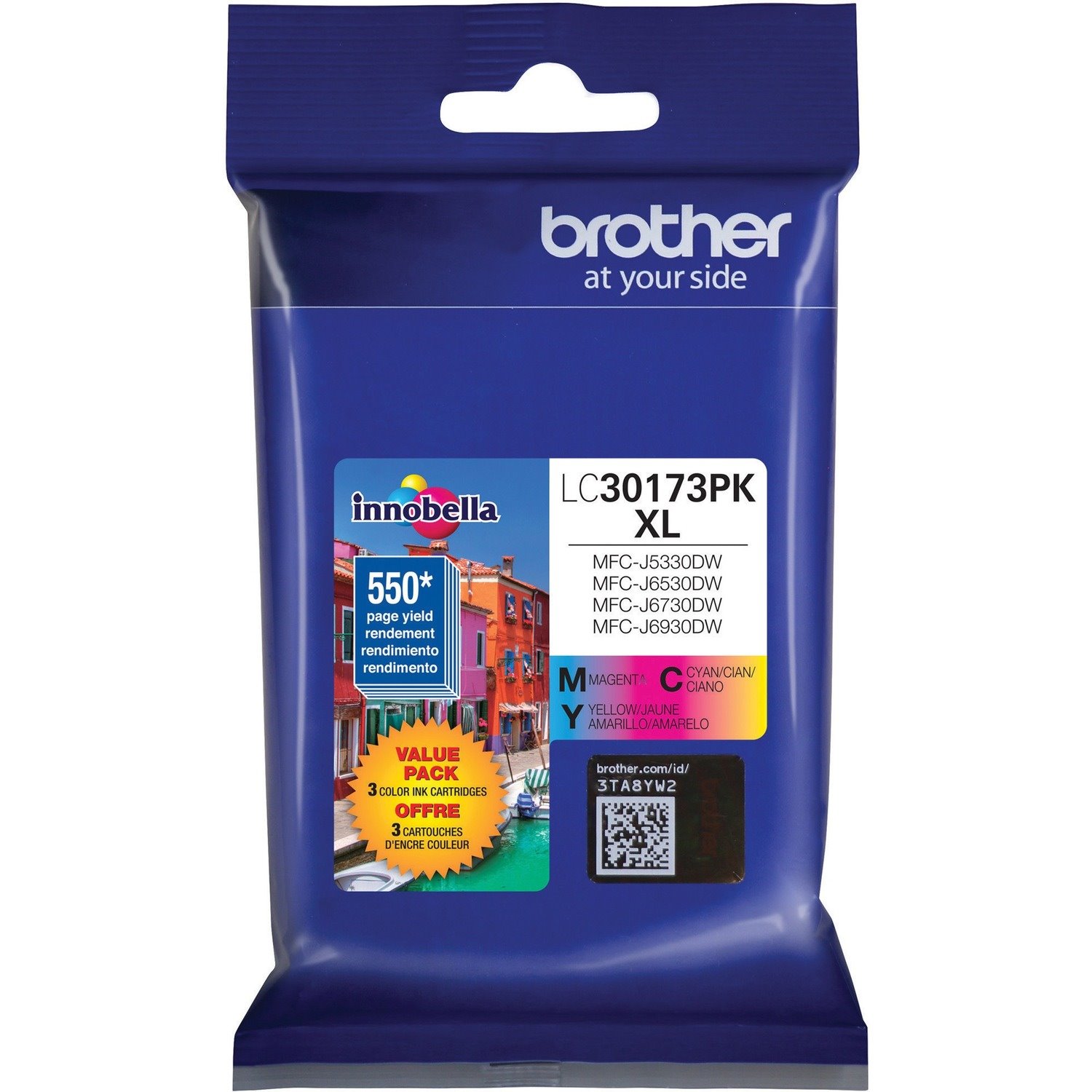 Brother LC30173PK Original High Yield Inkjet Ink Cartridge - Cyan, Magenta, Yellow - 3 / Pack