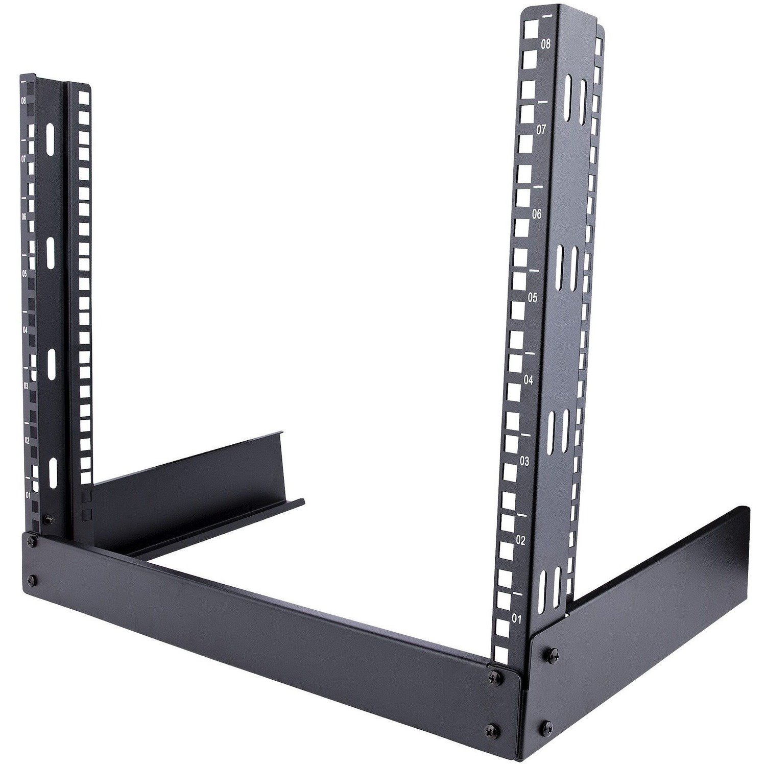 StarTech.com 8U 19" Desktop Open Frame Rack, 2-Post Free-Standing Network Rack, Switch/Patch Panel/AV/IT Equipment, 110lb / 50kg capacity