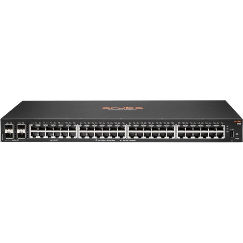 Aruba 6100 6100 48G 4SFP+ 48 Ports Manageable Ethernet Switch - Gigabit Ethernet, 10 Gigabit Ethernet - 10/100/1000Base-T, 10GBase-X