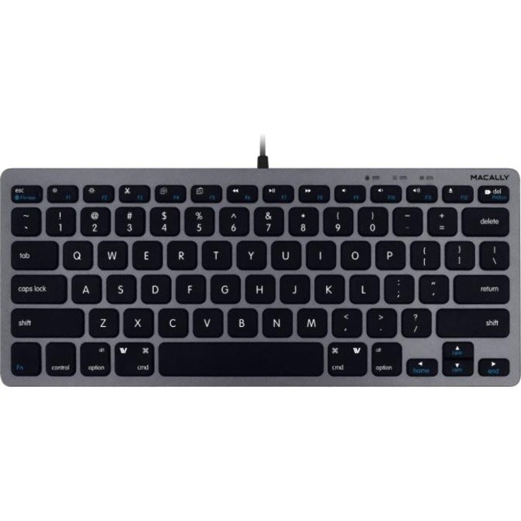Macally Compact Space Gray USB Wired Keyboard For Mac and PC