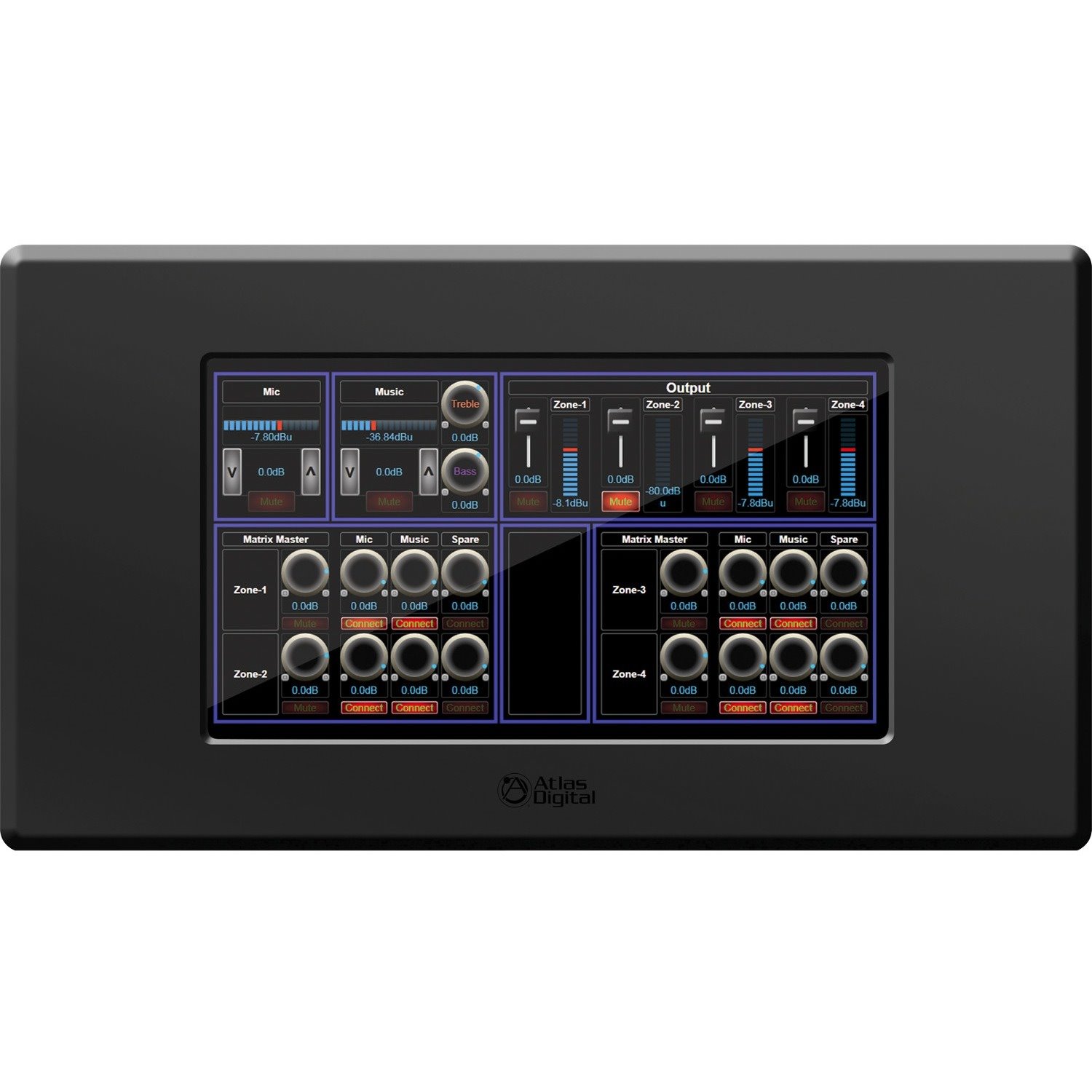 AtlasIED BlueBridge 7" Touch Panel Wall Controller