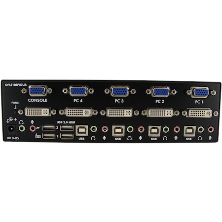 StarTech.com 4-Port DVI and VGA, USB KVM Switch with Audio and USB 2.0 Hub