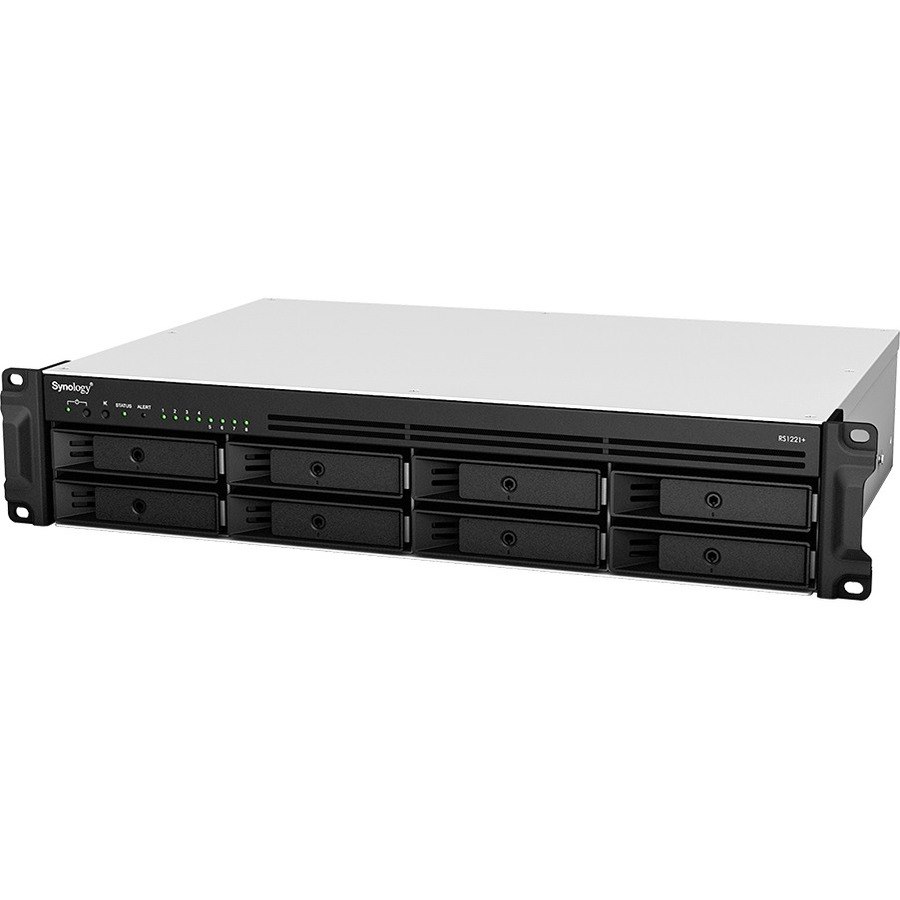 Synology RackStation RS1221+ 8 x Total Bays SAN/NAS Storage System - AMD Ryzen V1500B Quad-core (4 Core) 2.20 GHz - 4 GB RAM - DDR4 SDRAM - 2U Rack-mountable