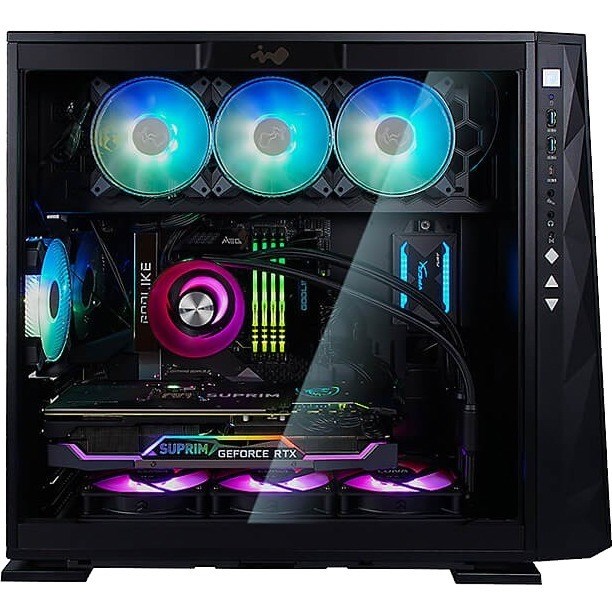 In Win IW-CS-309GE-BLK Gaming Computer Case - ATX Motherboard Supported - Mid-tower - Tempered Glass, SECC, Acrylonitrile Butadiene Styrene (ABS) - Black