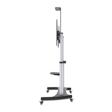 TV & Monitor Mount, Trolley Stand, 1 screen, Screen Sizes: 60-100" , Silver/Black, VESA 200x200 to 800x600mm, Max 100kg, Height adjustable 1200 to 1685mm, Camera and AV shelves, Aluminium, LFD, Lifetime Warranty