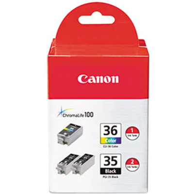 Canon CLI-36/PGi-35 Standard Yield Inkjet Ink Cartridge - Black, Color - 3 / Pack