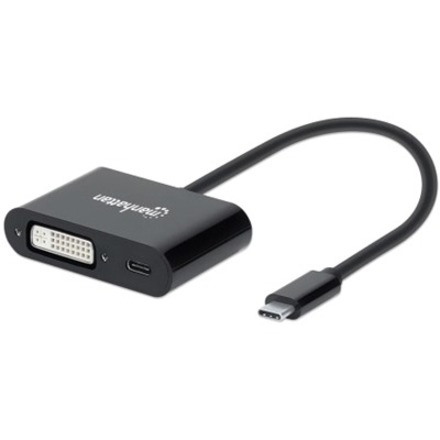 Manhattan USB-C to DVI Converter With Power Delivery Port