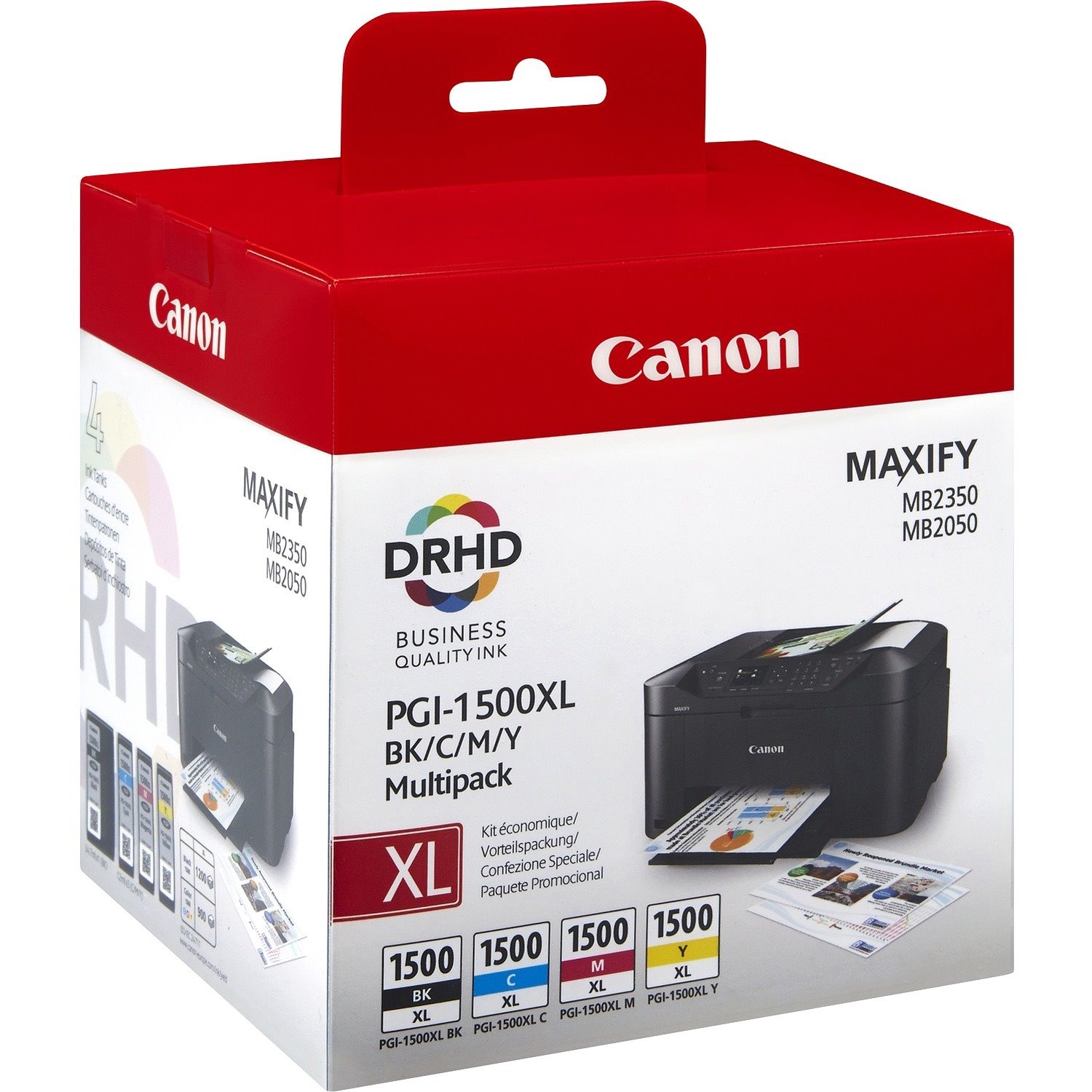 Canon PGI-1500XL C/M/Y/BK Original High Yield Inkjet Ink Cartridge - Multi-pack - Yellow, Cyan, Magenta, Black - 4 / Pack