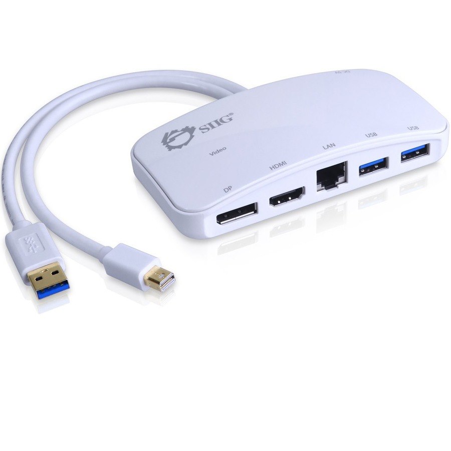 SIIG Mini-DP Video Dock with USB 3.0 LAN Hub - White