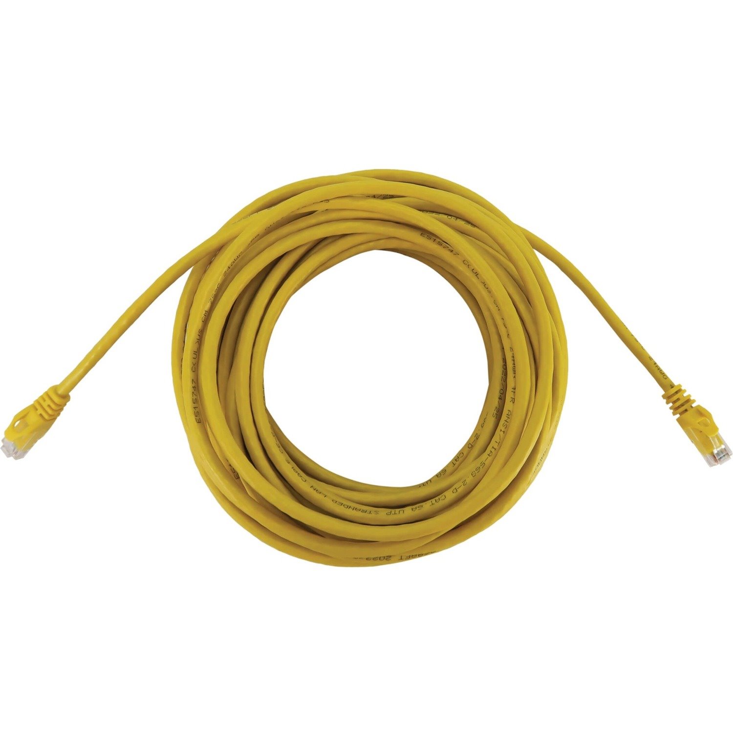 Eaton Tripp Lite Series Cat6a 10G Snagless Molded UTP Ethernet Cable (RJ45 M/M), PoE, Yellow, 100 ft. (30.5 m)