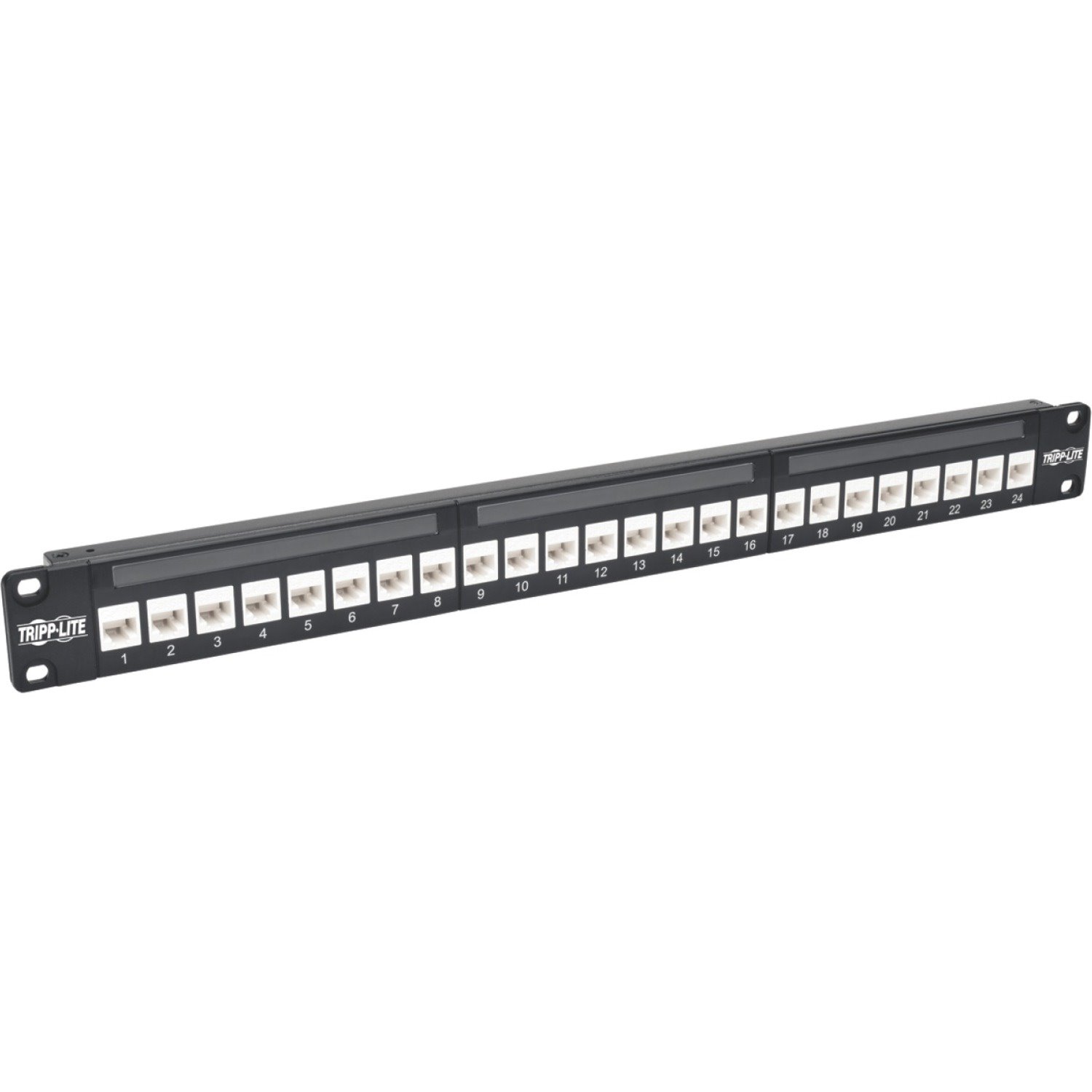 Eaton Tripp Lite Series 24-Port Cat6a Feed-Through Patch Panel - 4PPoE Compliant, 1U Rack-Mount, RJ45 Ethernet, Black, TAA