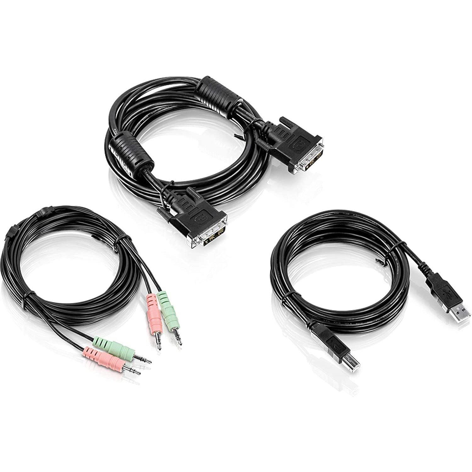 TRENDnet 10 ft. DVI-I, USB, and Audio KVM Cable Kit, Connect a DVI Computer to the TRENDnet TK-232DV KVM Switch, USB Mouse/Keyboard, DVI-I, & 3.5mm Audio Connections, TK-CD10