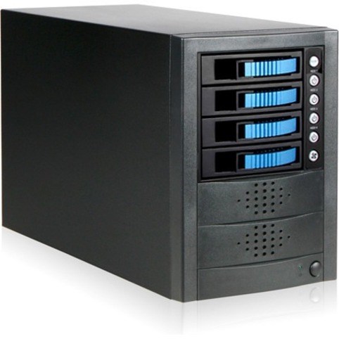 RAIDage JAGE5BT4HDBL Drive Enclosure 12Gb/s SAS, SATA/600 - Mini-SAS HD Host Interface Tower - Black, Blue