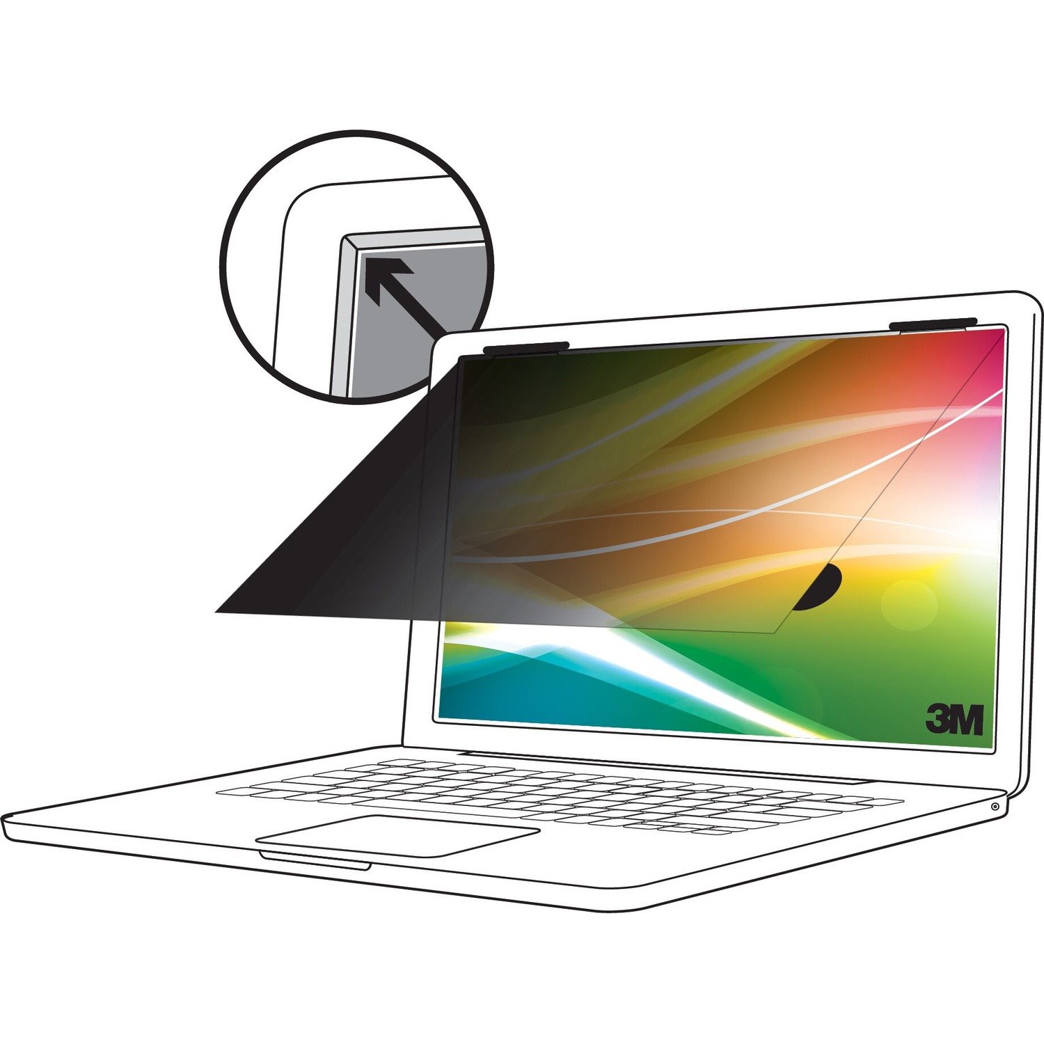 3M&trade; Bright Screen Privacy Filter for 14in Laptop, 16:10, BP140W1B