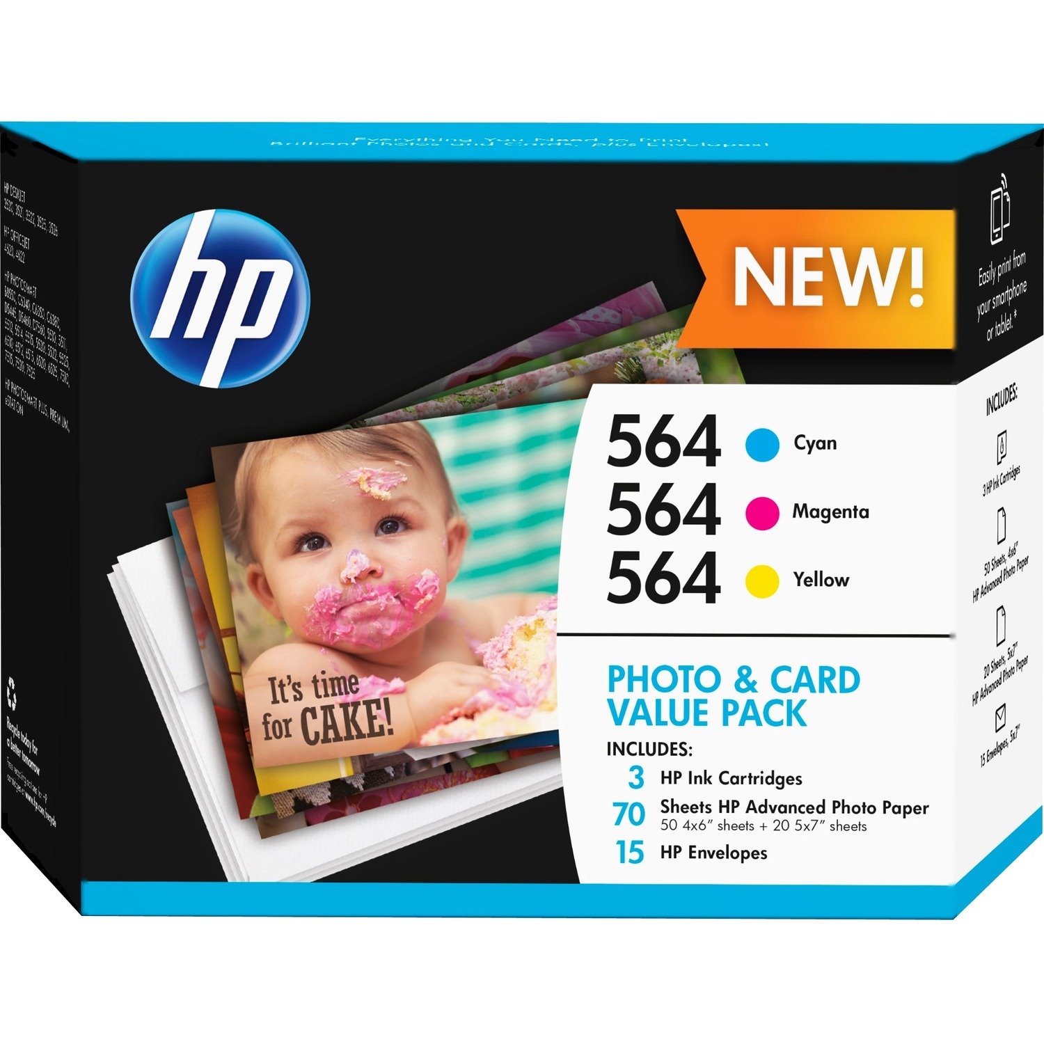 HP 564 Original Inkjet Ink Cartridge - Cyan, Yellow, Magenta - 3 / Pack